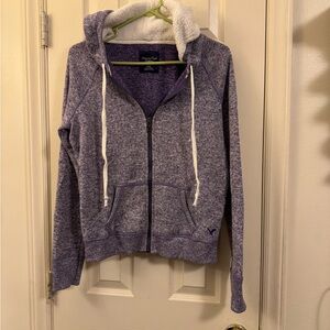 American Eagle Outfitters Heathered Purple Hoodie Sweater